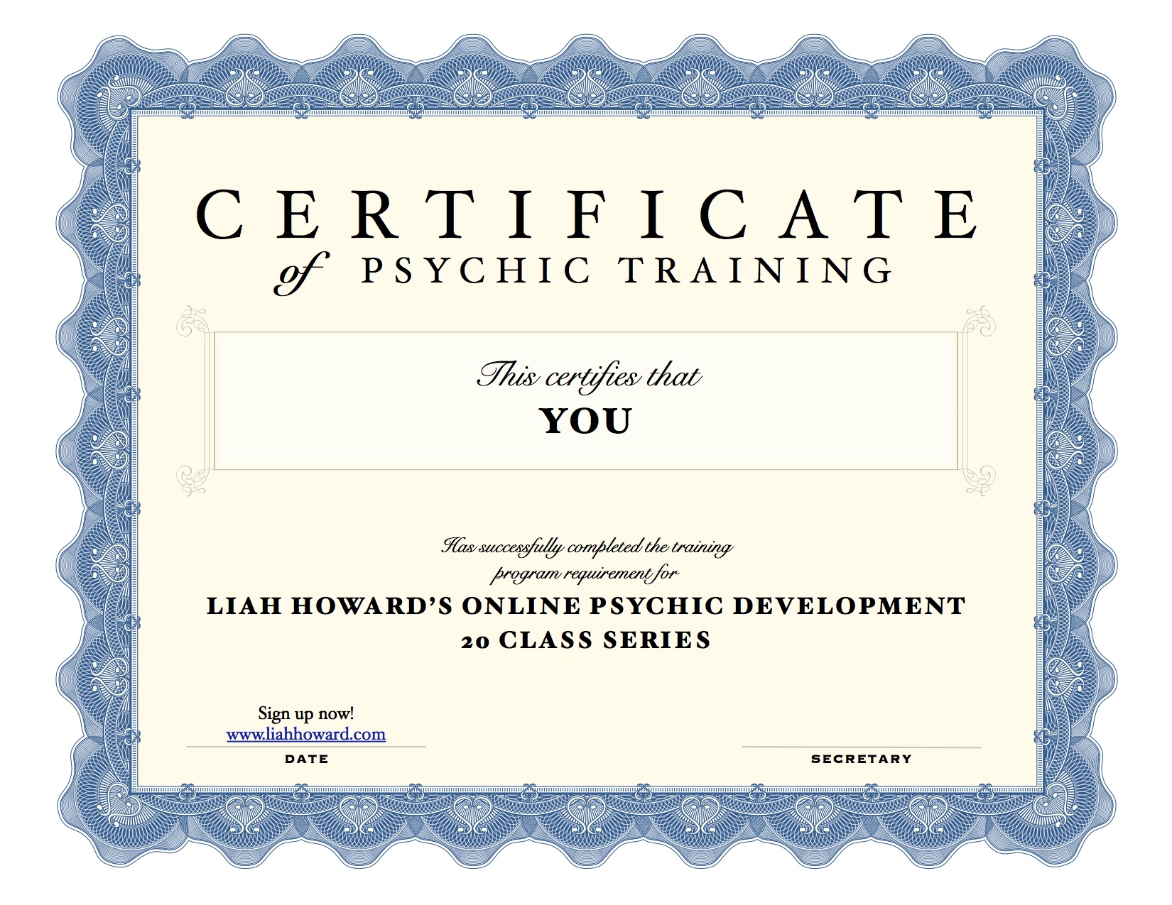 Psychic training certificate pdf